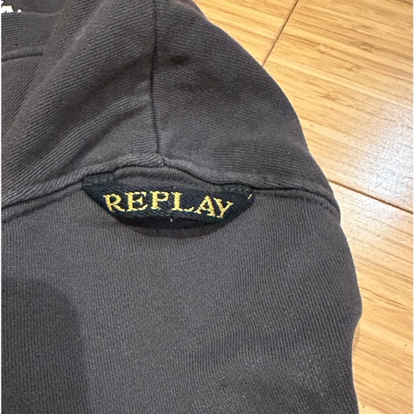 Replay Ripped Patched  Crewneck Sweatshirt Black/Grey Size Medium - Picture 6 of 11